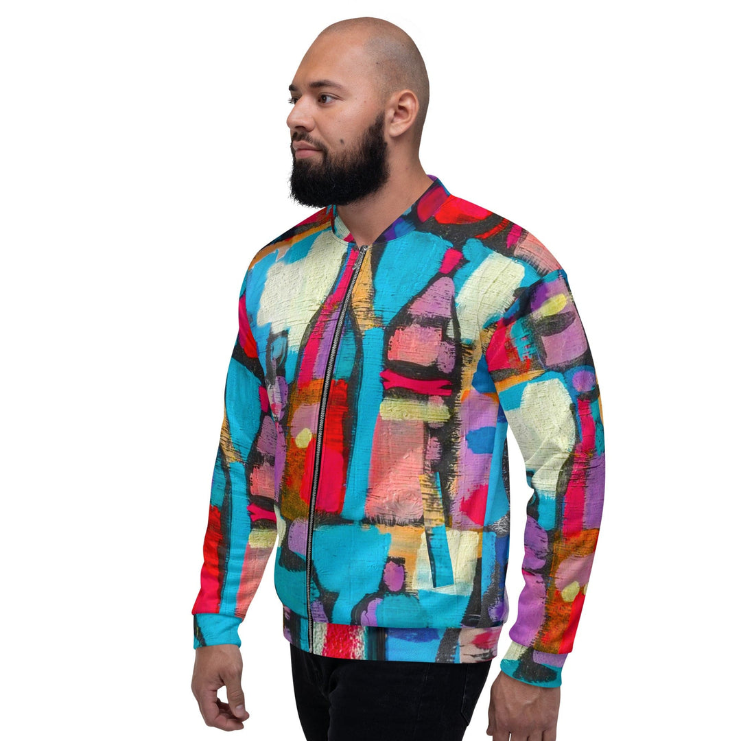 Mens Bomber Jacket Sutileza Red Multicolor Abstract Print - Mens | Jackets