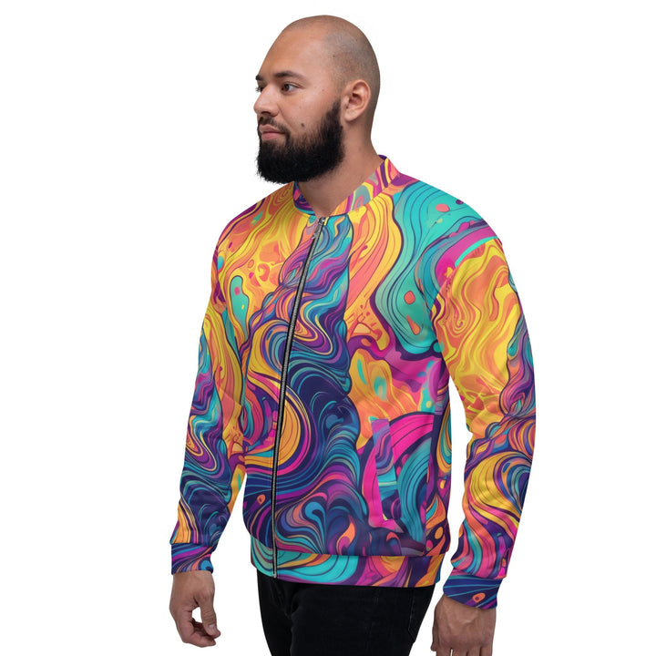 Mens Bomber Jacket Vibrant Psychedelic Rave Pattern -kaleidoscope 2 - Mens