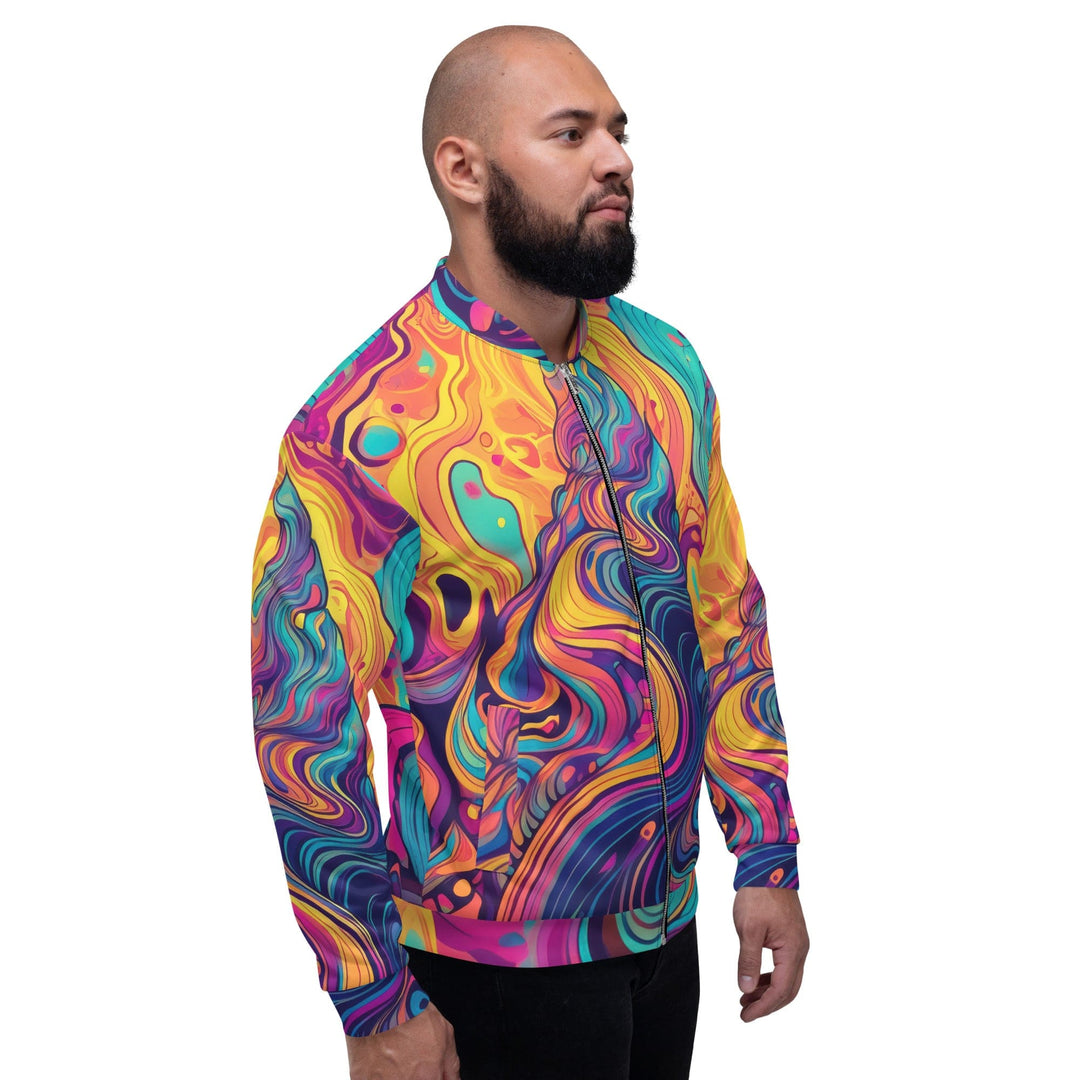 Mens Bomber Jacket Vibrant Psychedelic Rave Pattern -kaleidoscope 2 - Mens