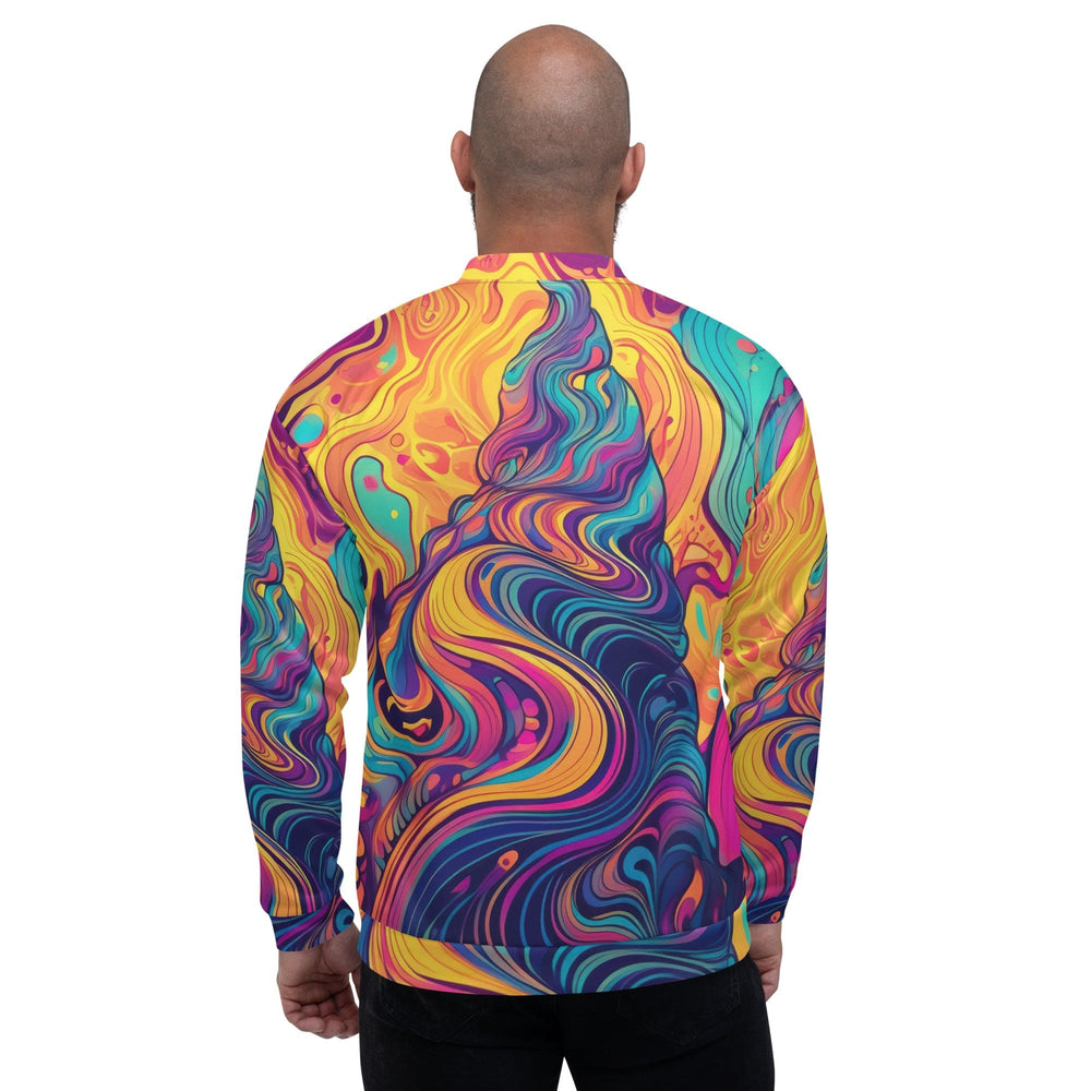 Mens Bomber Jacket Vibrant Psychedelic Rave Pattern -kaleidoscope 2 - Mens