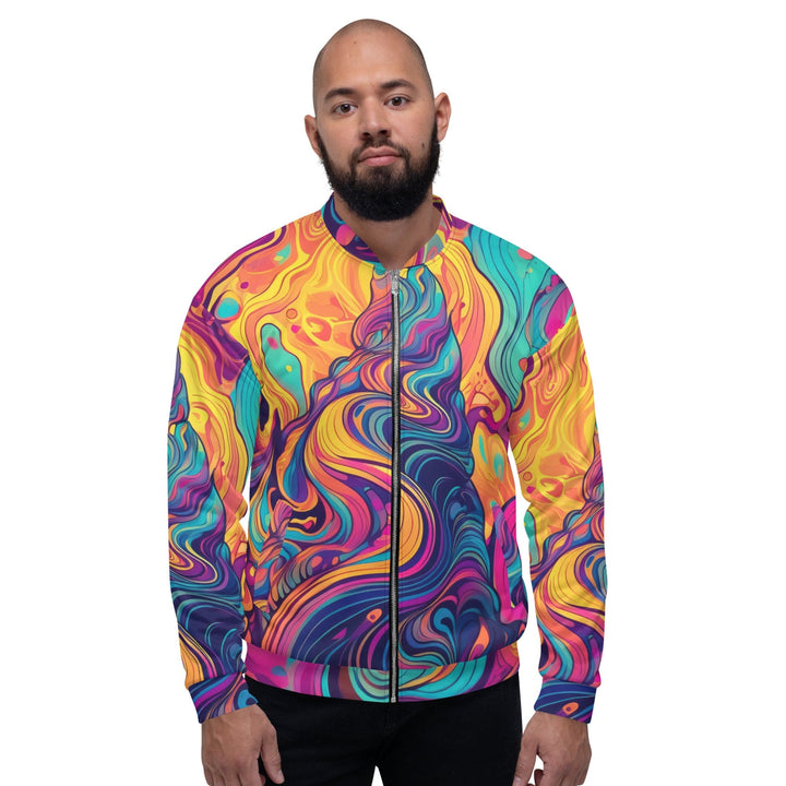 Mens Bomber Jacket Vibrant Psychedelic Rave Pattern -kaleidoscope 2 - Mens