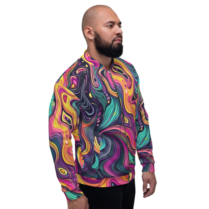 Mens Bomber Jacket Vibrant Psychedelic Rave Pattern -kaleidoscope 3 - Mens