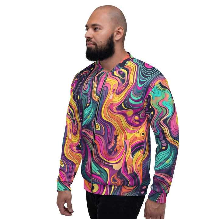 Mens Bomber Jacket Vibrant Psychedelic Rave Pattern -kaleidoscope 3 - Mens