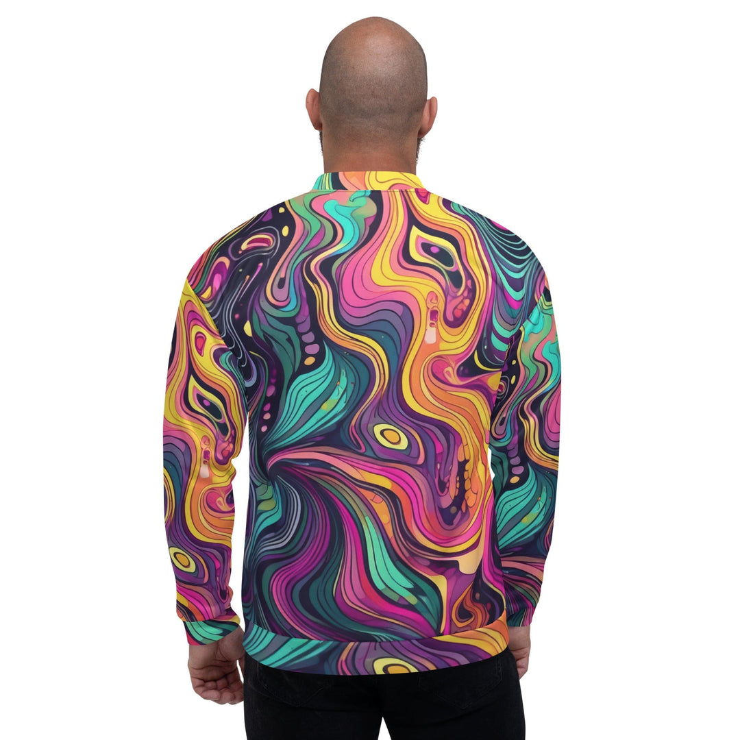 Mens Bomber Jacket Vibrant Psychedelic Rave Pattern -kaleidoscope 3 - Mens