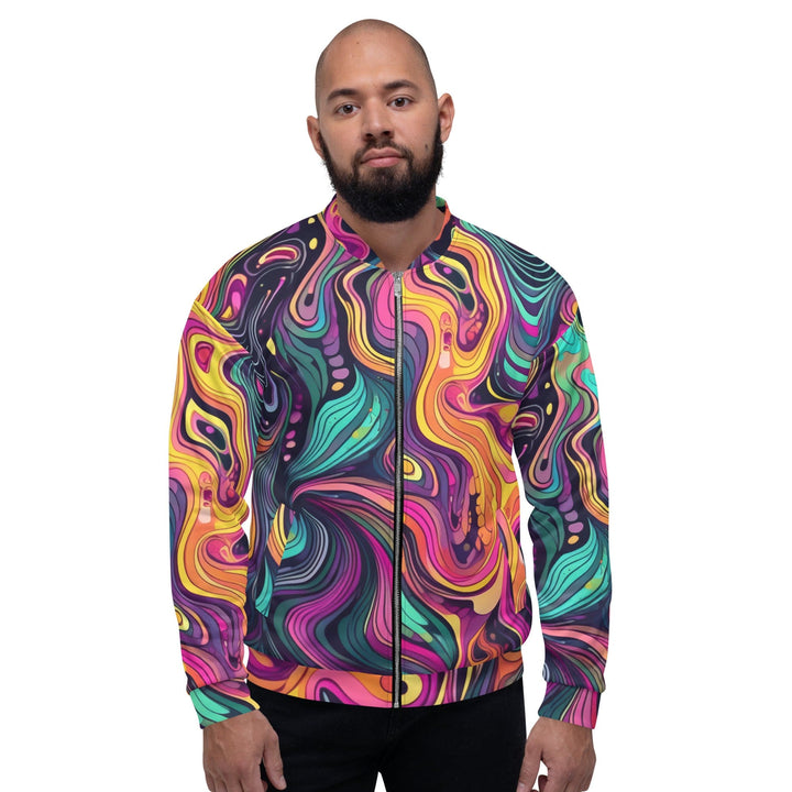 Mens Bomber Jacket Vibrant Psychedelic Rave Pattern -kaleidoscope 3 - Mens