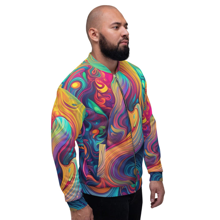 Mens Bomber Jacket Vibrant Psychedelic Rave Pattern -kaleidoscope - Mens