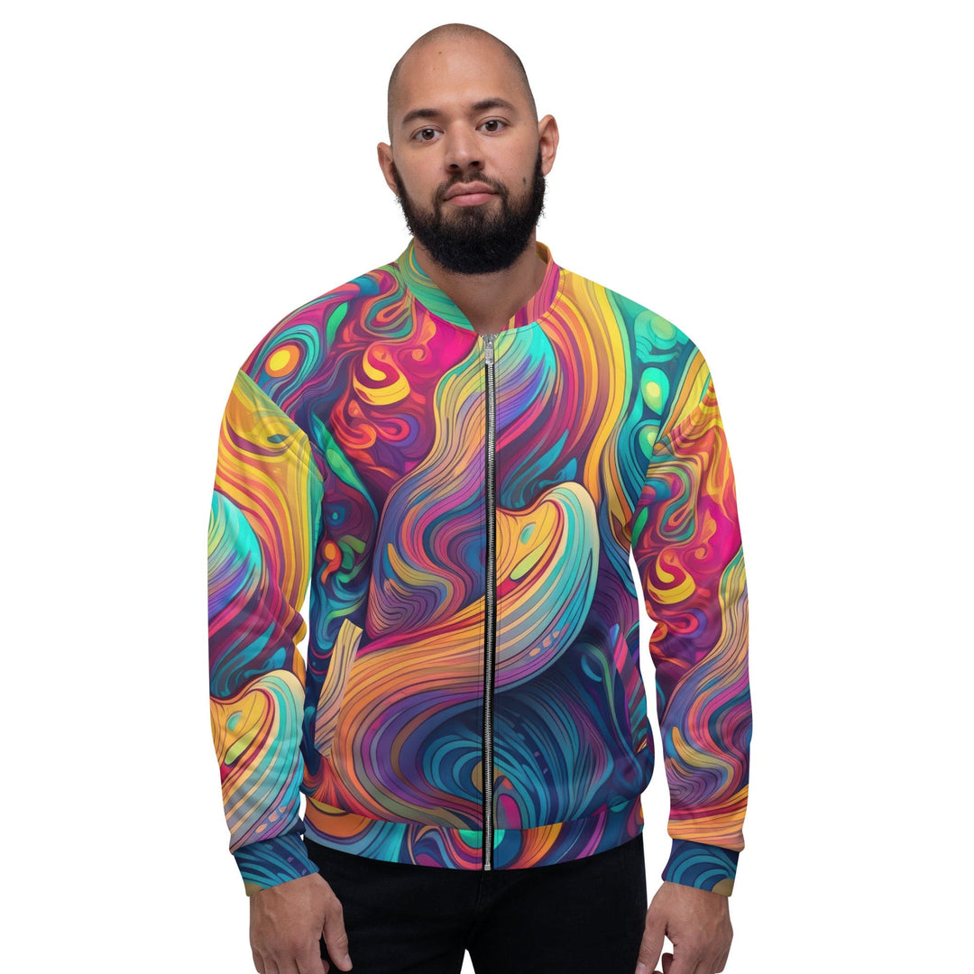 Mens Bomber Jacket Vibrant Psychedelic Rave Pattern -kaleidoscope - Mens