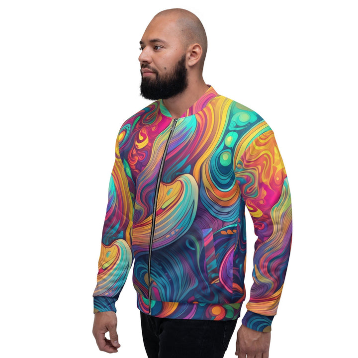 Mens Bomber Jacket Vibrant Psychedelic Rave Pattern -kaleidoscope - Mens