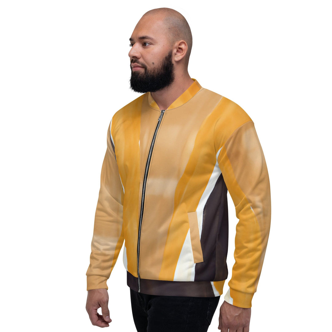 Mens Bomber Jacket Yellow Brown Abstract Pattern 2 - Mens | Jackets | Bombers