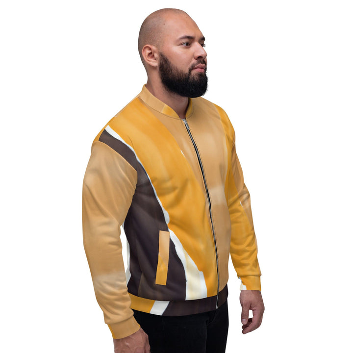 Mens Bomber Jacket Yellow Brown Abstract Pattern 2 - Mens | Jackets | Bombers