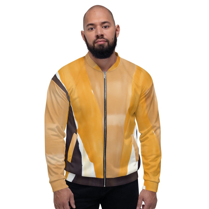 Mens Bomber Jacket Yellow Brown Abstract Pattern 2 - Mens | Jackets | Bombers