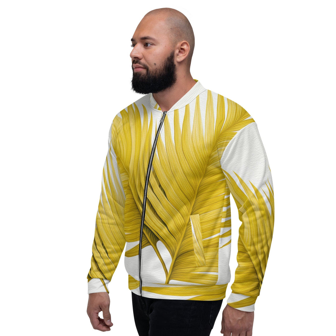 Mens Bomber Jacket Yellow Palm Leaves 2 - Mens | Jackets | Bombers