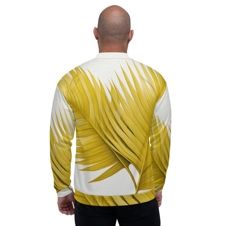 Mens Bomber Jacket Yellow Palm Leaves 2 - Mens | Jackets | Bombers