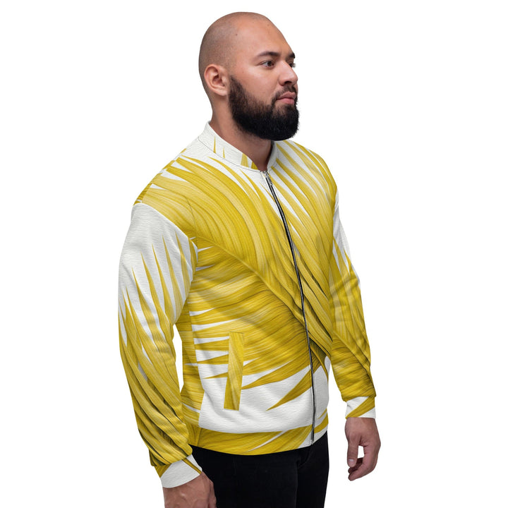 Mens Bomber Jacket Yellow Palm Leaves 2 - Mens | Jackets | Bombers