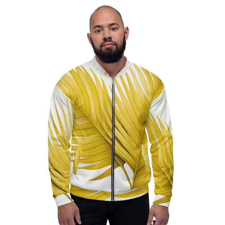 Mens Bomber Jacket Yellow Palm Leaves 2 - Mens | Jackets | Bombers