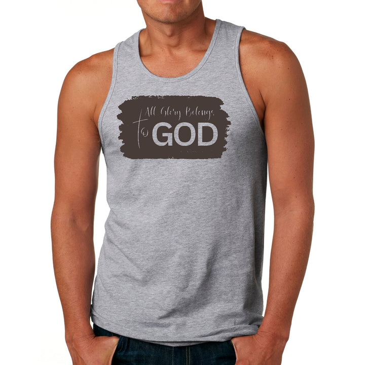 Mens Fitness Tank Top Graphic T-shirt All Glory Belongs to God Brown - Mens