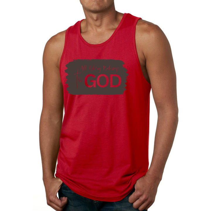 Mens Fitness Tank Top Graphic T-shirt All Glory Belongs to God Brown - Mens