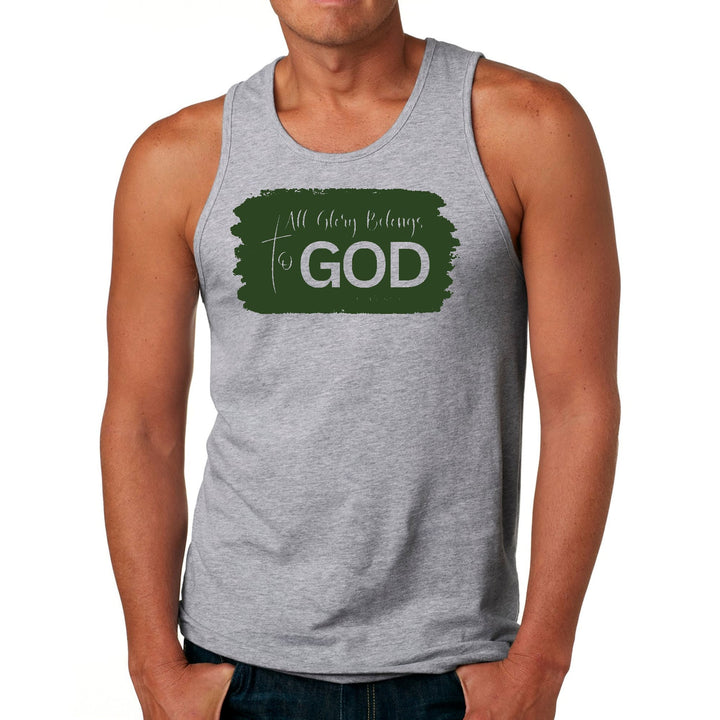 Mens Fitness Tank Top Graphic T-shirt All Glory Belongs to God Dark - Mens