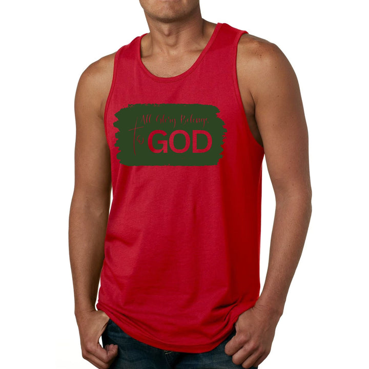 Mens Fitness Tank Top Graphic T-shirt All Glory Belongs to God Dark - Mens