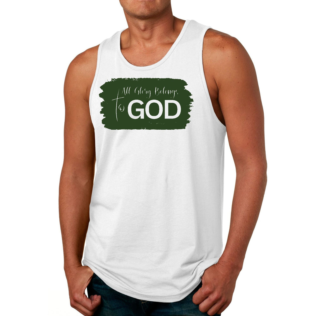 Mens Fitness Tank Top Graphic T-shirt All Glory Belongs to God Dark - Mens