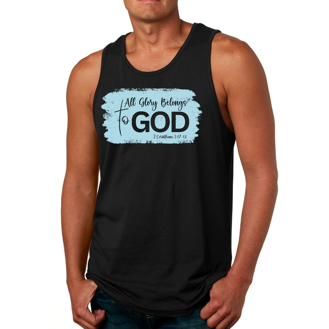 Mens Fitness Tank Top Graphic T-shirt All Glory Belongs to God Light - Mens