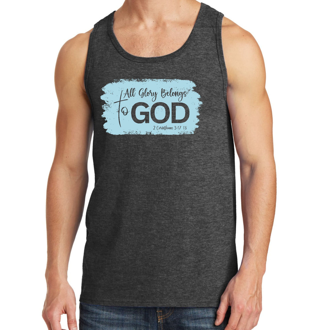 Mens Fitness Tank Top Graphic T-shirt All Glory Belongs to God Light - Mens