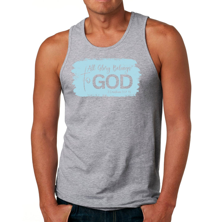 Mens Fitness Tank Top Graphic T-shirt All Glory Belongs to God Light - Mens