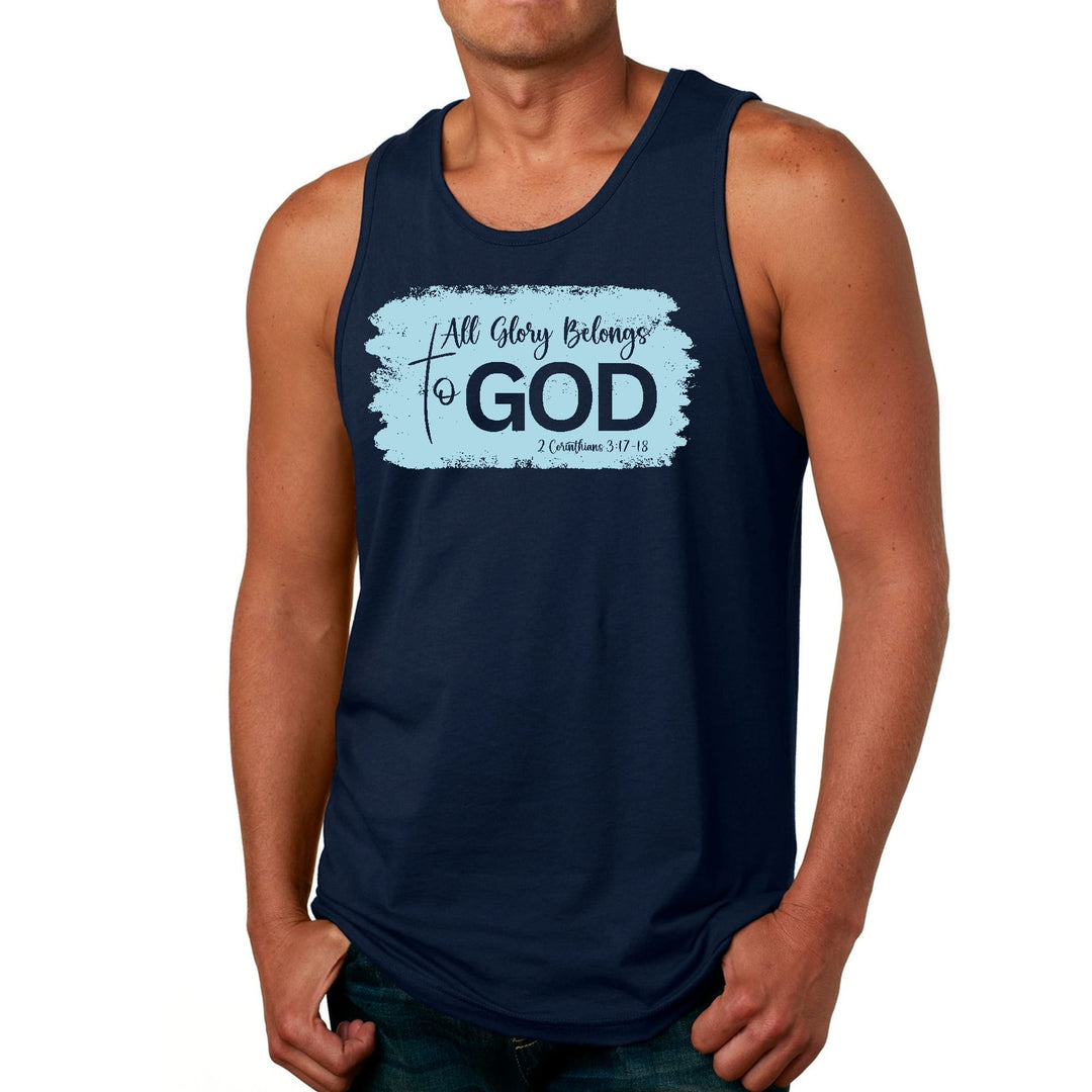 Mens Fitness Tank Top Graphic T-shirt All Glory Belongs to God Light - Mens