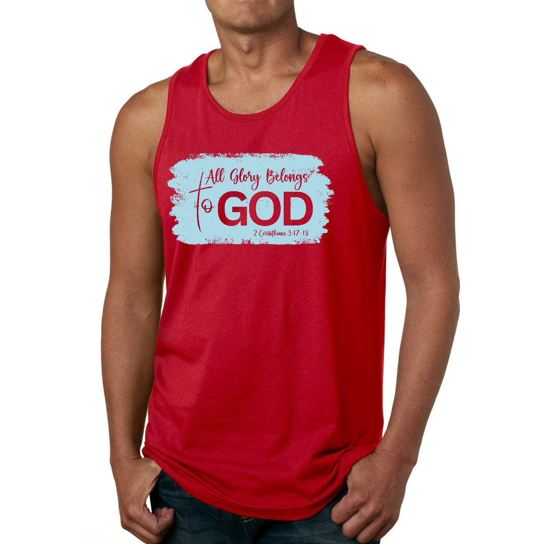 Mens Fitness Tank Top Graphic T-shirt All Glory Belongs to God Light - Mens