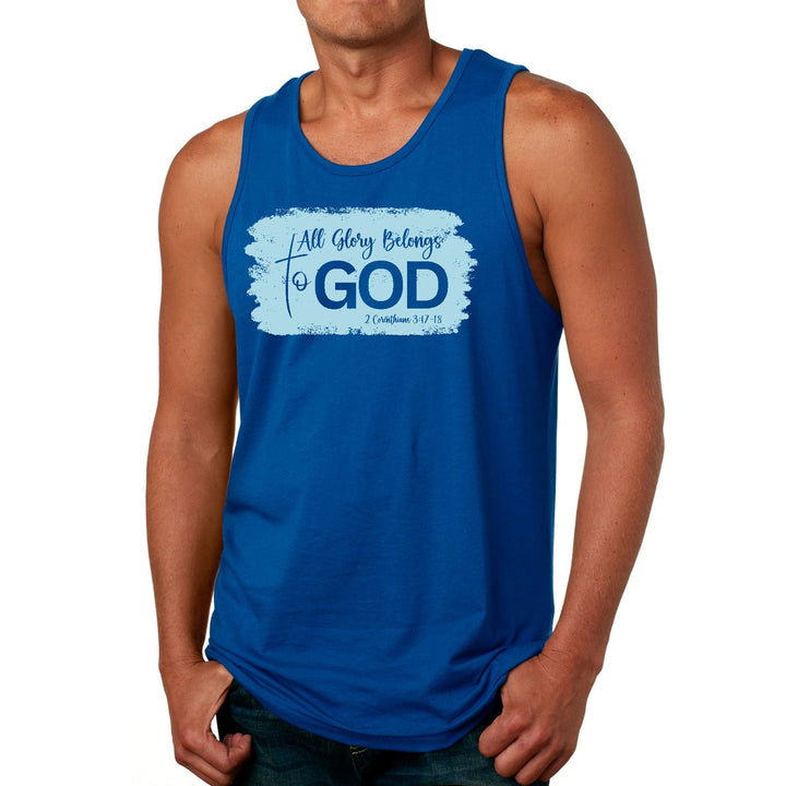 Mens Fitness Tank Top Graphic T-shirt All Glory Belongs to God Light - Mens