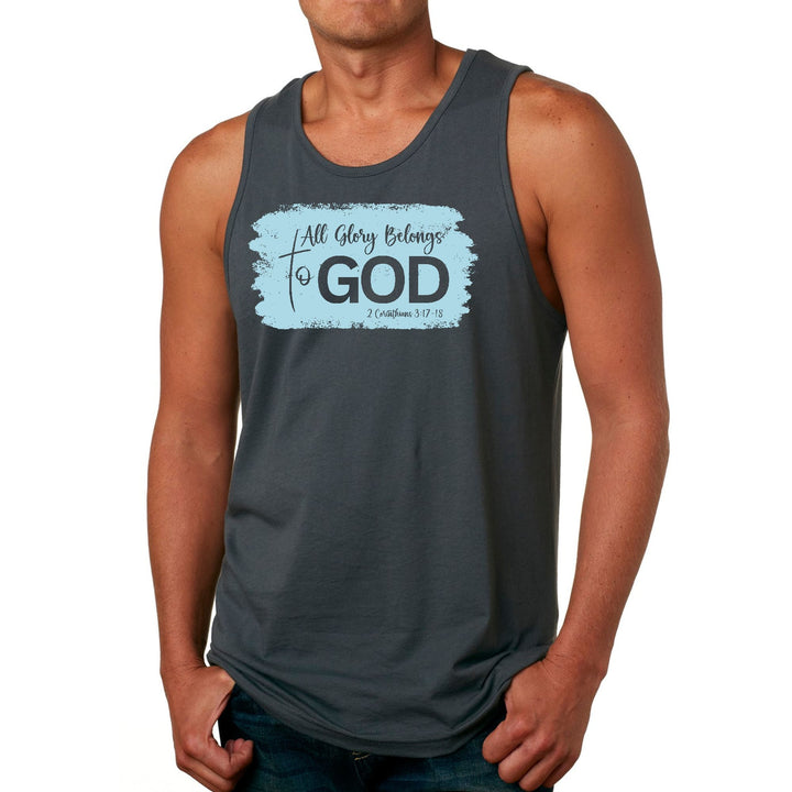 Mens Fitness Tank Top Graphic T-shirt All Glory Belongs to God Light - Mens