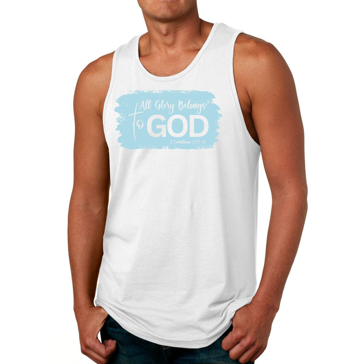 Mens Fitness Tank Top Graphic T-shirt All Glory Belongs to God Light - Mens