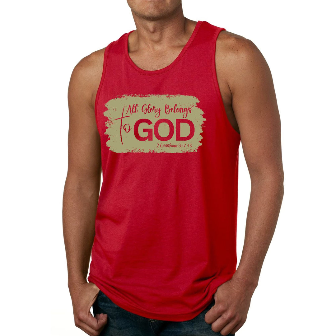 Mens Fitness Tank Top Graphic T-shirt All Glory Belongs to God Olive - Mens