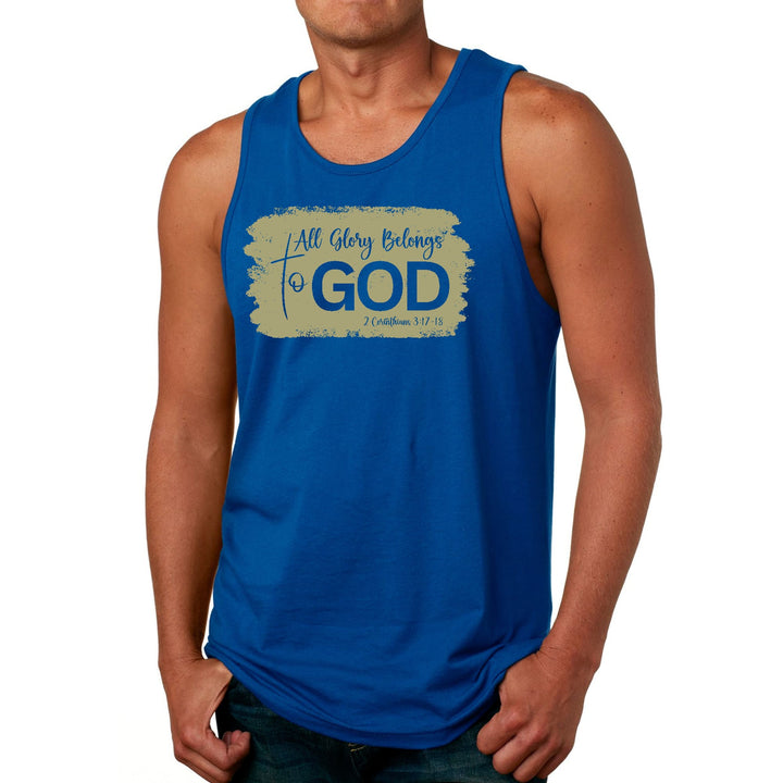 Mens Fitness Tank Top Graphic T-shirt All Glory Belongs to God Olive - Mens