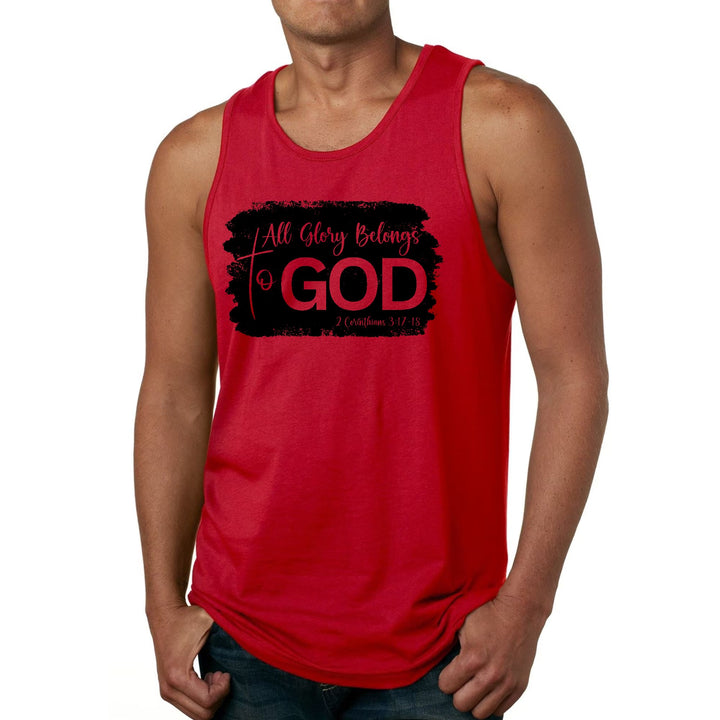 Mens Fitness Tank Top Graphic T-shirt All Glory Belongs to God Print - Mens