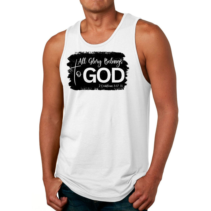 Mens Fitness Tank Top Graphic T-shirt All Glory Belongs to God Print - Mens