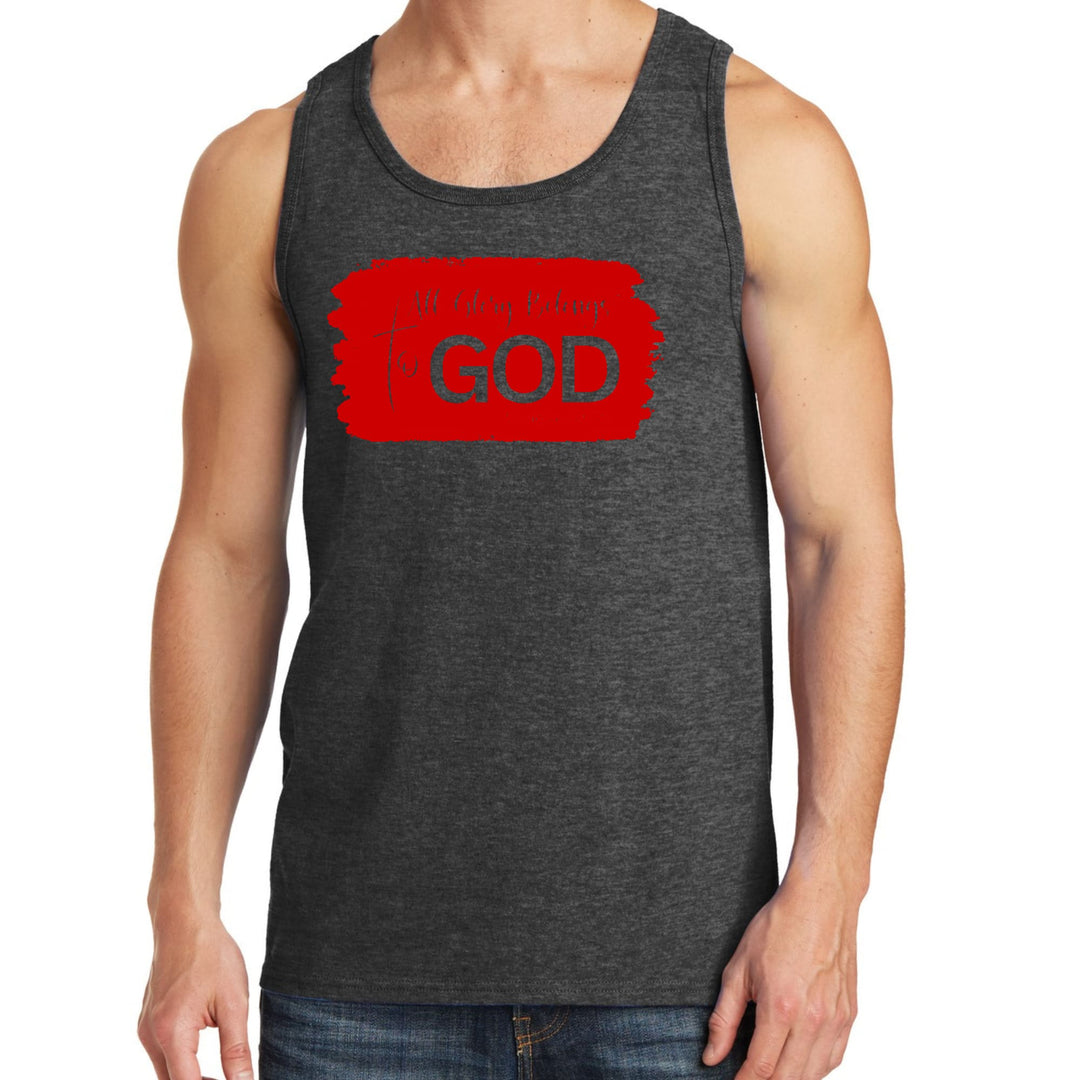 Mens Fitness Tank Top Graphic T-shirt All Glory Belongs to God Red - Mens