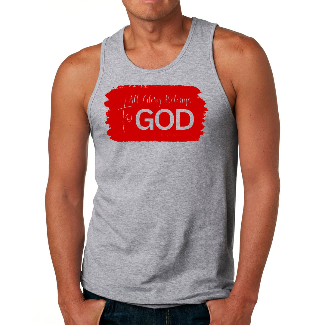 Mens Fitness Tank Top Graphic T-shirt All Glory Belongs to God Red - Mens