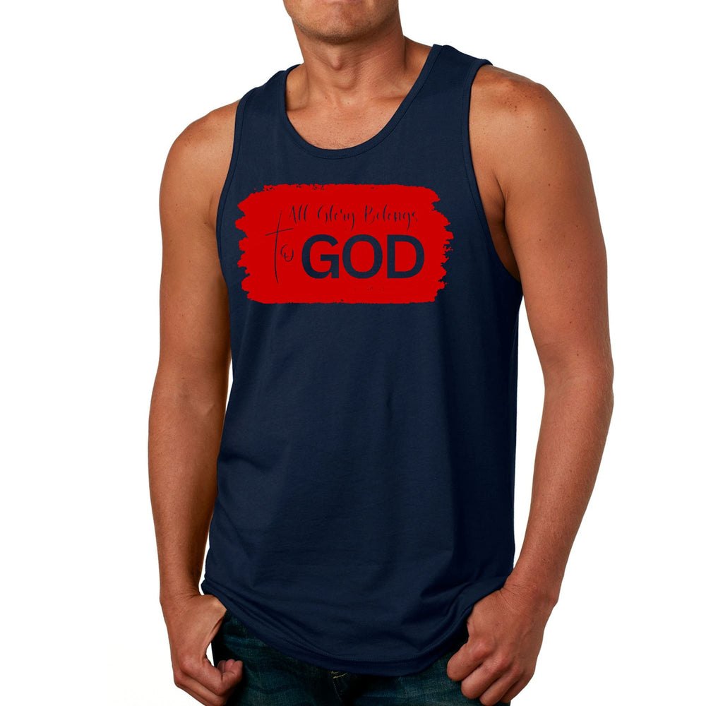 Mens Fitness Tank Top Graphic T-shirt All Glory Belongs to God Red - Mens