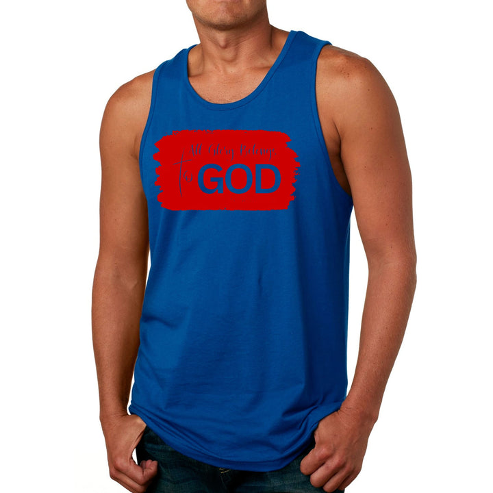 Mens Fitness Tank Top Graphic T-shirt All Glory Belongs to God Red - Mens