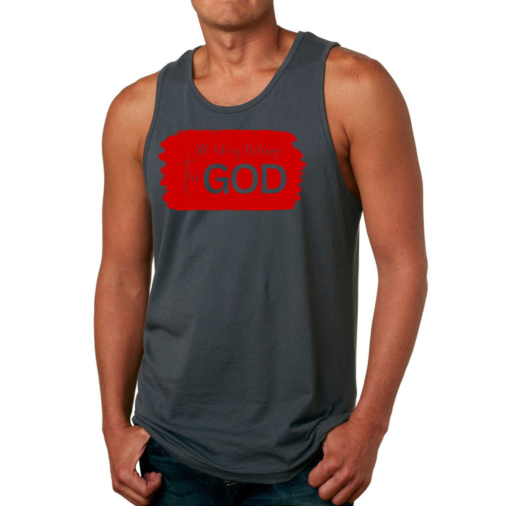 Mens Fitness Tank Top Graphic T-shirt All Glory Belongs to God Red - Mens