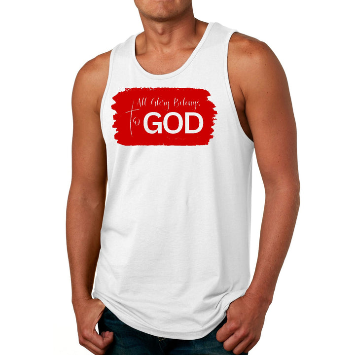 Mens Fitness Tank Top Graphic T-shirt All Glory Belongs to God Red - Mens