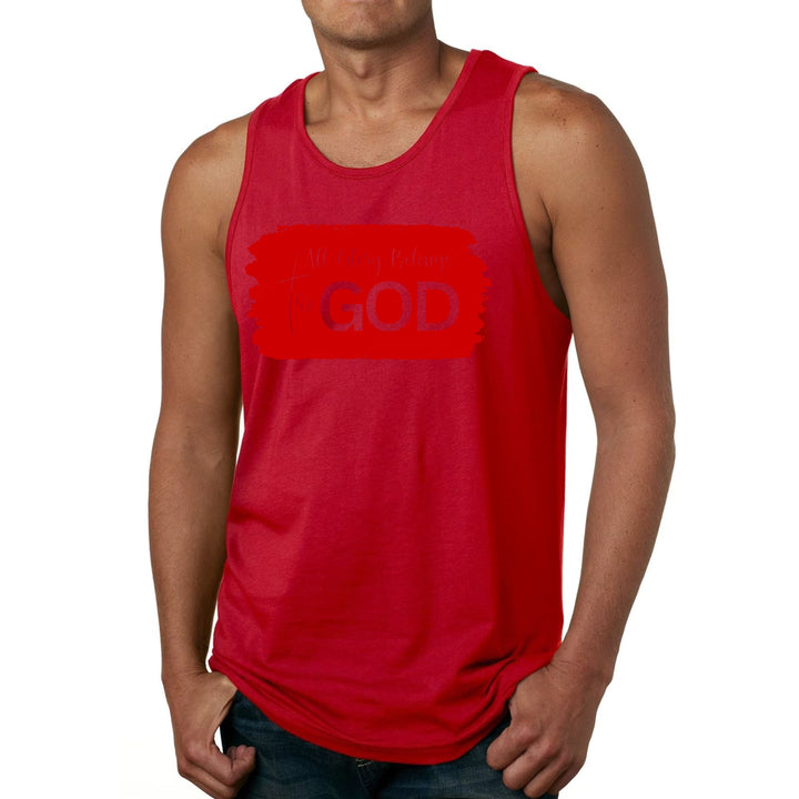 Mens Fitness Tank Top Graphic T-shirt All Glory Belongs to God Red - Mens