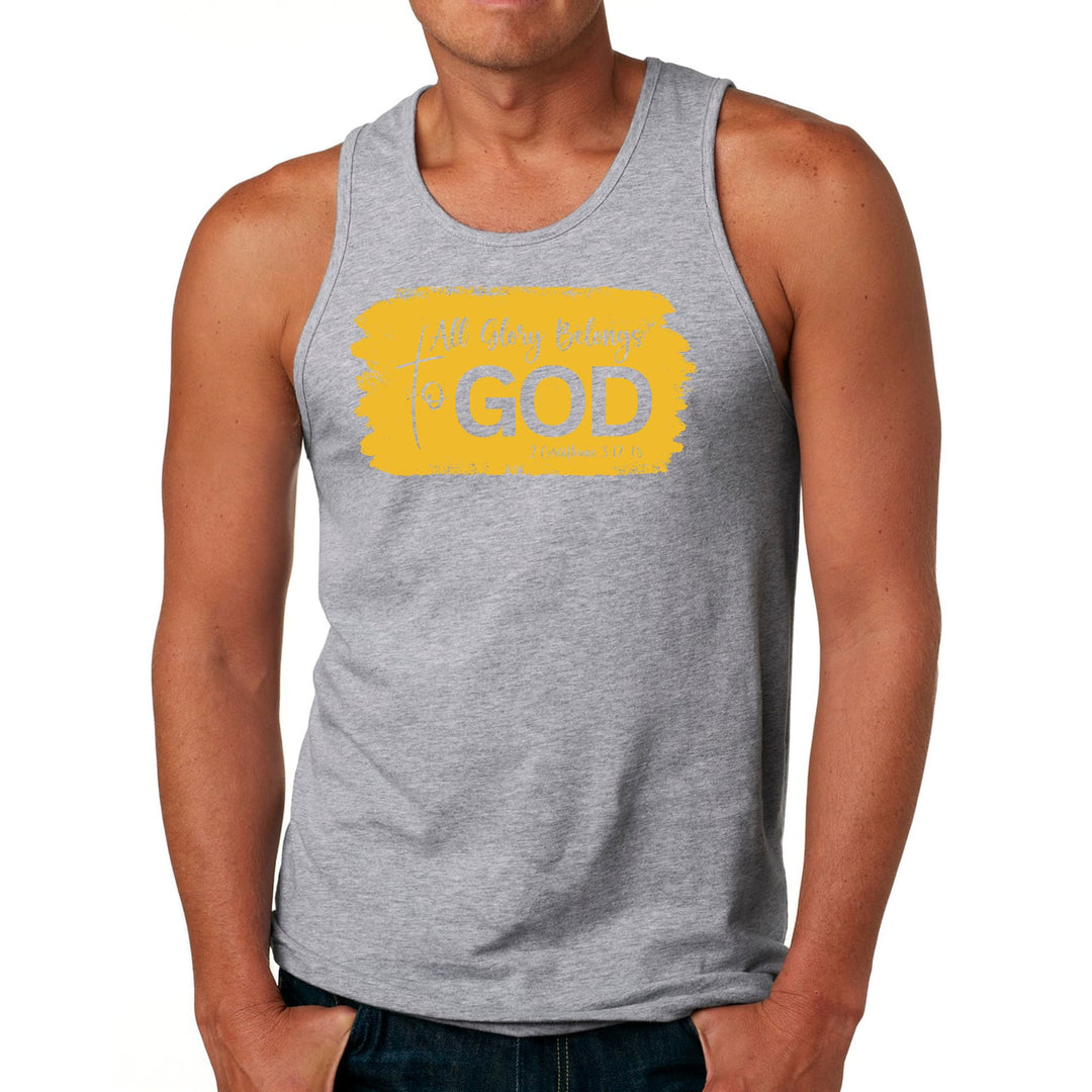 Mens Fitness Tank Top Graphic T-shirt All Glory Belongs to God, - Mens | Tank