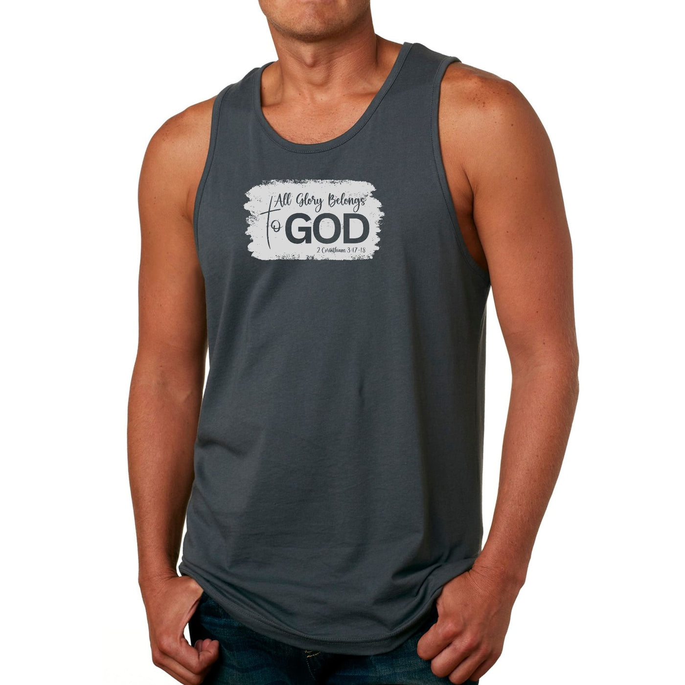 Mens Fitness Tank Top Graphic T-shirt All Glory Belongs To God - Mens | Tank