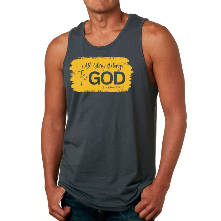 Mens Fitness Tank Top Graphic T-shirt All Glory Belongs to God, - Mens | Tank