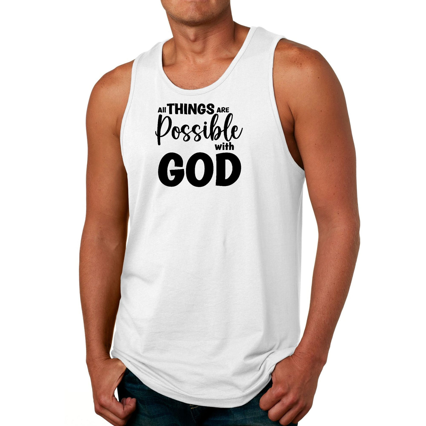 Mens Fitness Tank Top Graphic T-shirt All Things Are Possible - Mens | Tank Tops