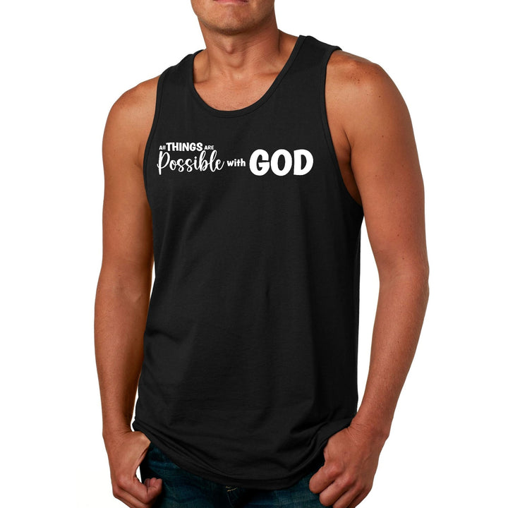 Mens Fitness Tank Top Graphic T-shirt All Things are Possible with God - Mens