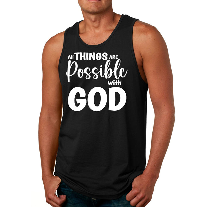 Mens Fitness Tank Top Graphic T-shirt All Things are Possible with God - Mens