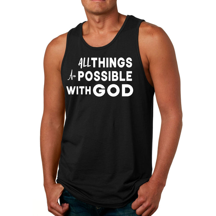 Mens Fitness Tank Top Graphic T-shirt All Things are Possible with God - Mens